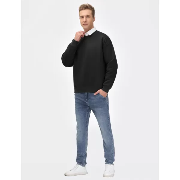 THE GYM PEOPLE Mens Crewneck Loose fit Sweatshirt Lightweight Soft Basic Pullover TopsBlack