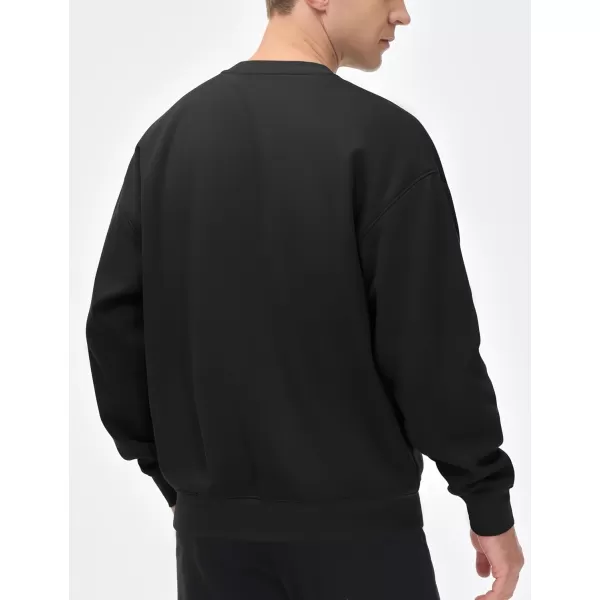 THE GYM PEOPLE Mens Crewneck Loose fit Sweatshirt Lightweight Soft Basic Pullover TopsBlack