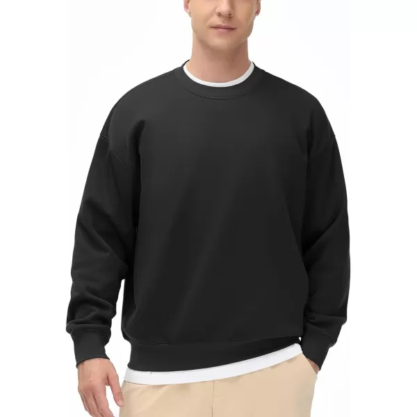 THE GYM PEOPLE Mens Crewneck Loose fit Sweatshirt Lightweight Soft Basic Pullover TopsBlack
