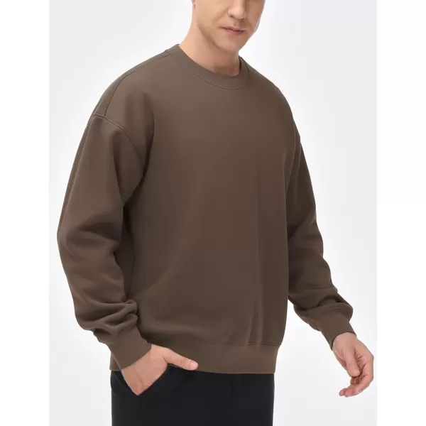 THE GYM PEOPLE Mens Crewneck Loose fit Sweatshirt Lightweight Soft Basic Pullover TopsBrown