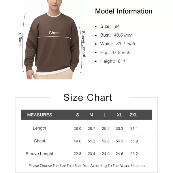 THE GYM PEOPLE Mens Crewneck Loose fit Sweatshirt Lightweight Soft Basic Pullover TopsBrown