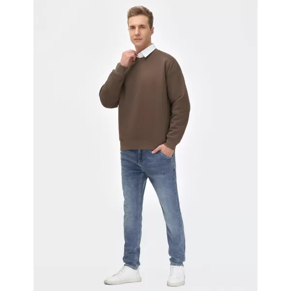 THE GYM PEOPLE Mens Crewneck Loose fit Sweatshirt Lightweight Soft Basic Pullover TopsBrown