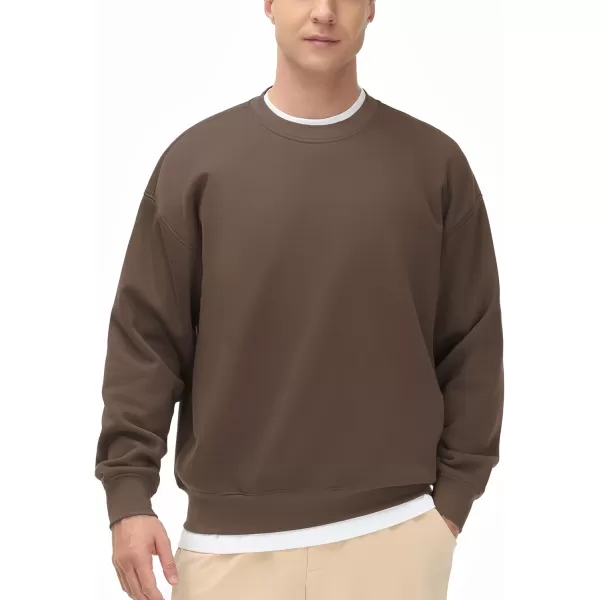 THE GYM PEOPLE Mens Crewneck Loose fit Sweatshirt Lightweight Soft Basic Pullover TopsBrown