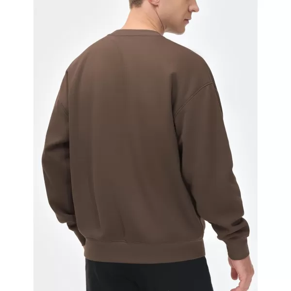 THE GYM PEOPLE Mens Crewneck Loose fit Sweatshirt Lightweight Soft Basic Pullover TopsBrown