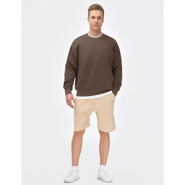 THE GYM PEOPLE Mens Crewneck Loose fit Sweatshirt Lightweight Soft Basic Pullover TopsBrown