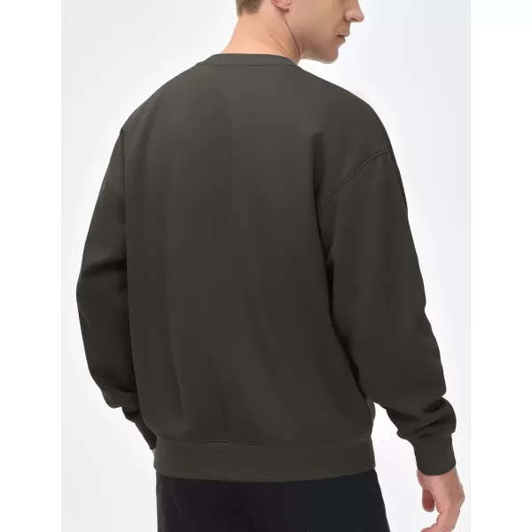 THE GYM PEOPLE Mens Crewneck Loose fit Sweatshirt Lightweight Soft Basic Pullover TopsDark Brown