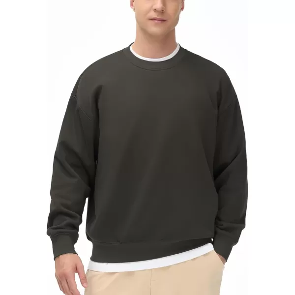 THE GYM PEOPLE Mens Crewneck Loose fit Sweatshirt Lightweight Soft Basic Pullover TopsDark Brown
