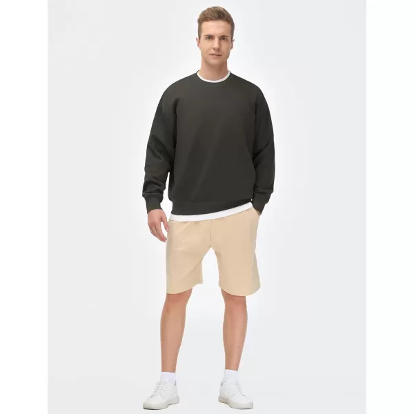 THE GYM PEOPLE Mens Crewneck Loose fit Sweatshirt Lightweight Soft Basic Pullover TopsDark Brown