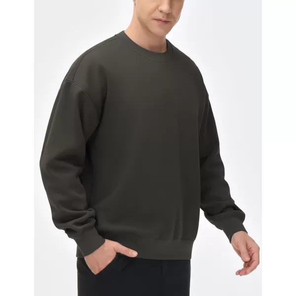 THE GYM PEOPLE Mens Crewneck Loose fit Sweatshirt Lightweight Soft Basic Pullover TopsDark Brown
