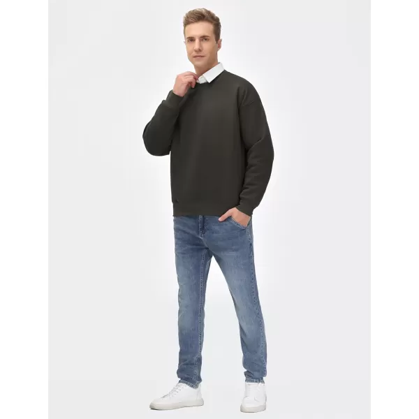 THE GYM PEOPLE Mens Crewneck Loose fit Sweatshirt Lightweight Soft Basic Pullover TopsDark Brown