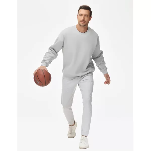 THE GYM PEOPLE Mens Crewneck Loose fit Sweatshirt Lightweight Soft Basic Pullover TopsLight Grey