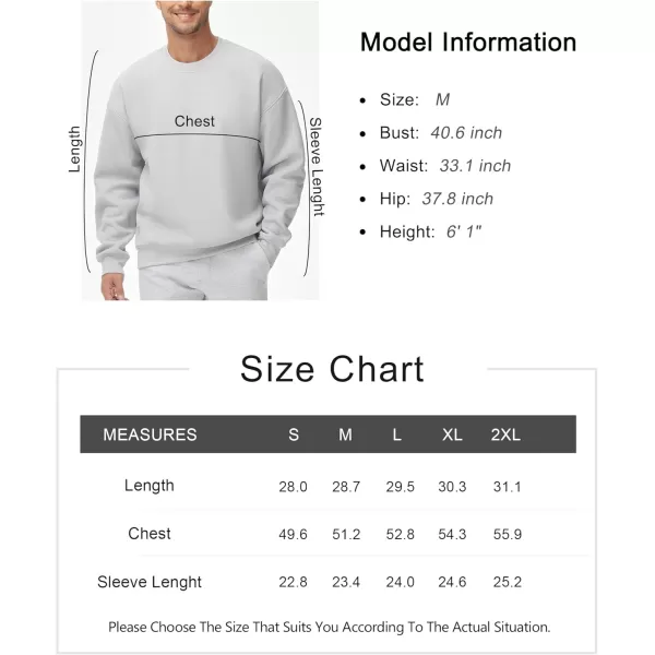 THE GYM PEOPLE Mens Crewneck Loose fit Sweatshirt Lightweight Soft Basic Pullover TopsLight Grey