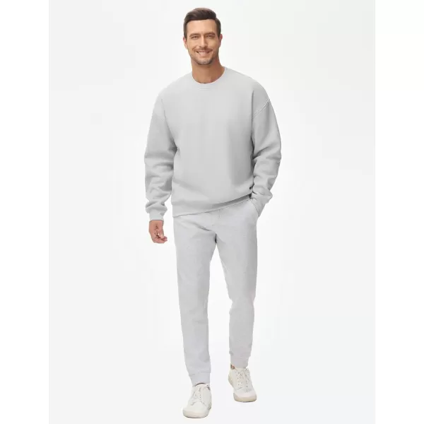 THE GYM PEOPLE Mens Crewneck Loose fit Sweatshirt Lightweight Soft Basic Pullover TopsLight Grey