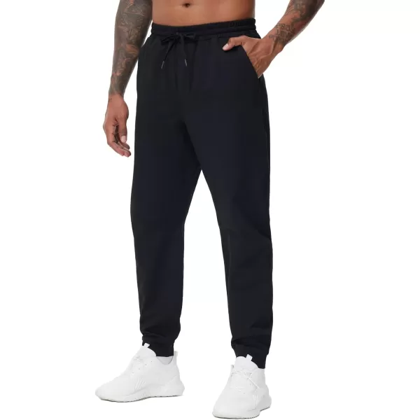 THE GYM PEOPLE Mens Drawstring Workout Joggers Pants Lightweight Tapered Running Lounge Sweatpants with PocketsBlack