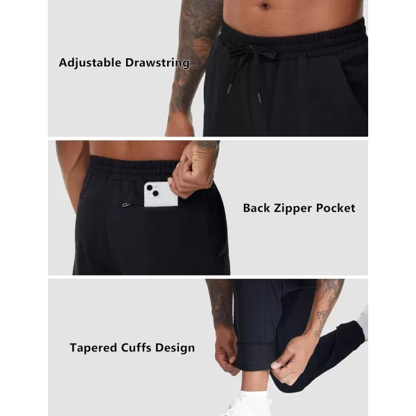 THE GYM PEOPLE Mens Drawstring Workout Joggers Pants Lightweight Tapered Running Lounge Sweatpants with PocketsBlack