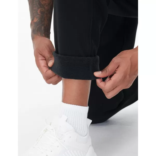 THE GYM PEOPLE Mens Fleece Workout Sweatpants Drawstring Tapered Running Lounge Jogger Pants with PocketsBlack