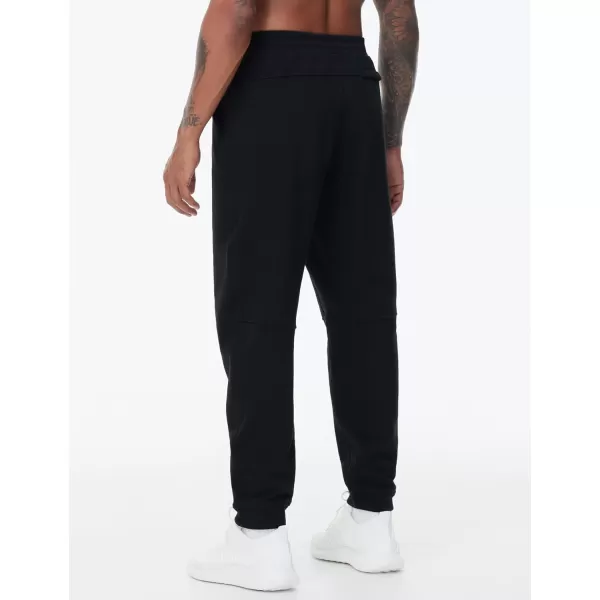 THE GYM PEOPLE Mens Fleece Workout Sweatpants Drawstring Tapered Running Lounge Jogger Pants with PocketsBlack