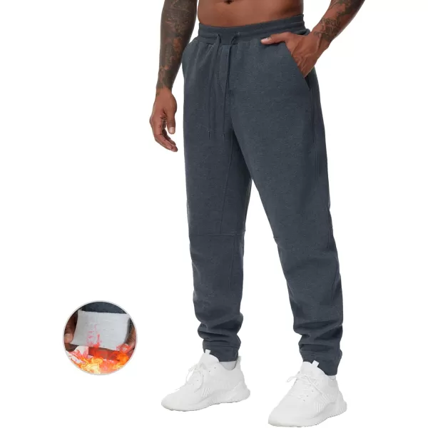 THE GYM PEOPLE Mens Fleece Workout Sweatpants Drawstring Tapered Running Lounge Jogger Pants with PocketsDark Heather Grey