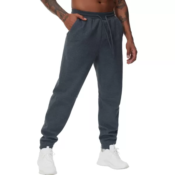 THE GYM PEOPLE Mens Fleece Workout Sweatpants Drawstring Tapered Running Lounge Jogger Pants with PocketsDark Heather Grey