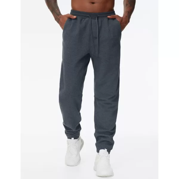 THE GYM PEOPLE Mens Fleece Workout Sweatpants Drawstring Tapered Running Lounge Jogger Pants with PocketsDark Heather Grey