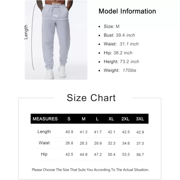 THE GYM PEOPLE Mens Fleece Workout Sweatpants Drawstring Tapered Running Lounge Jogger Pants with PocketsGrey