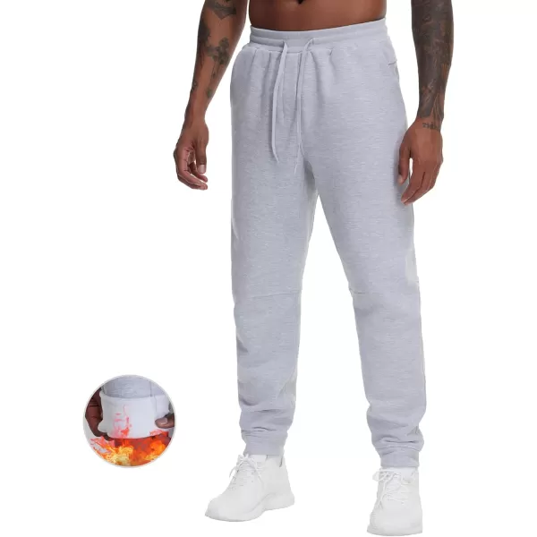 THE GYM PEOPLE Mens Fleece Workout Sweatpants Drawstring Tapered Running Lounge Jogger Pants with PocketsGrey