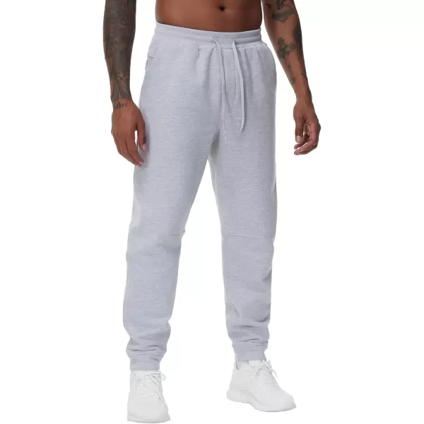 THE GYM PEOPLE Mens Fleece Workout Sweatpants Drawstring Tapered Running Lounge Jogger Pants with PocketsGrey