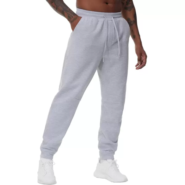 THE GYM PEOPLE Mens Fleece Workout Sweatpants Drawstring Tapered Running Lounge Jogger Pants with PocketsGrey