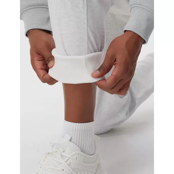 THE GYM PEOPLE Mens Fleece Workout Sweatpants Drawstring Tapered Running Lounge Jogger Pants with PocketsHeather White