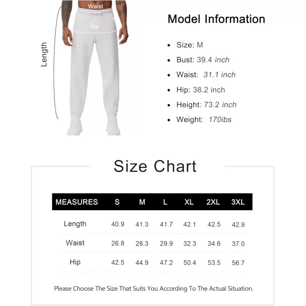 THE GYM PEOPLE Mens Fleece Workout Sweatpants Drawstring Tapered Running Lounge Jogger Pants with PocketsHeather White