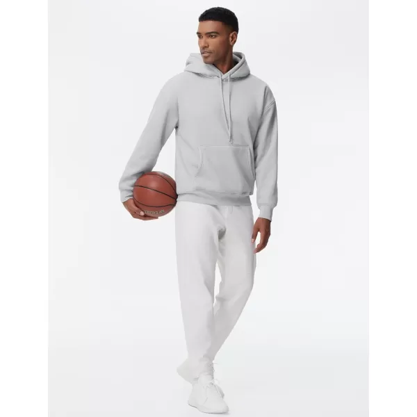 THE GYM PEOPLE Mens Fleece Workout Sweatpants Drawstring Tapered Running Lounge Jogger Pants with PocketsHeather White