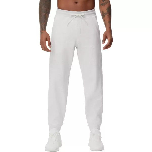 THE GYM PEOPLE Mens Fleece Workout Sweatpants Drawstring Tapered Running Lounge Jogger Pants with PocketsHeather White