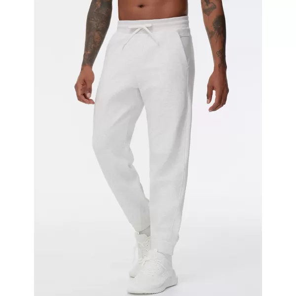 THE GYM PEOPLE Mens Fleece Workout Sweatpants Drawstring Tapered Running Lounge Jogger Pants with PocketsHeather White