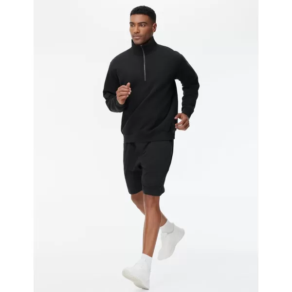 THE GYM PEOPLE Mens Half Zip Fleece Pullover Sweatshirts Midweight Mock Neck Workout Sweat TopsBlack