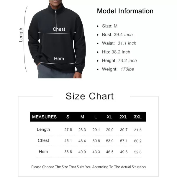 THE GYM PEOPLE Mens Half Zip Fleece Pullover Sweatshirts Midweight Mock Neck Workout Sweat TopsBlack