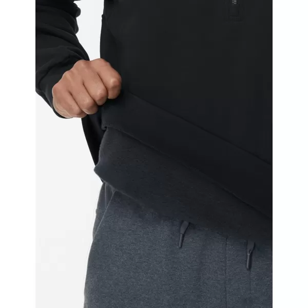 THE GYM PEOPLE Mens Half Zip Fleece Pullover Sweatshirts Midweight Mock Neck Workout Sweat TopsBlack
