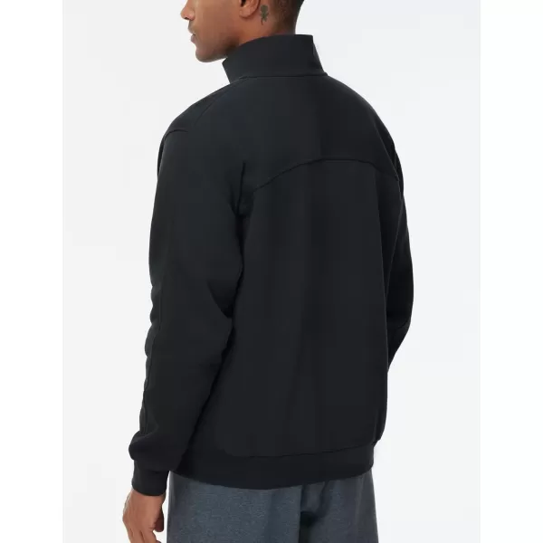 THE GYM PEOPLE Mens Half Zip Fleece Pullover Sweatshirts Midweight Mock Neck Workout Sweat TopsBlack