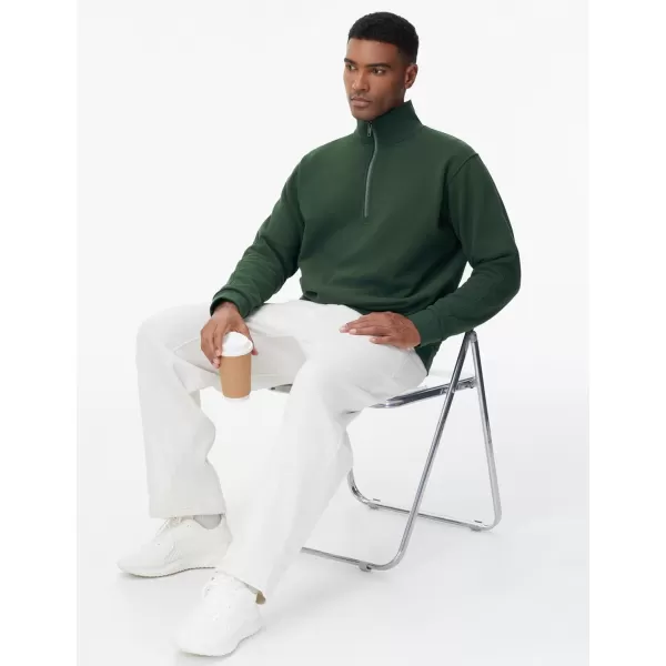 THE GYM PEOPLE Mens Half Zip Fleece Pullover Sweatshirts Midweight Mock Neck Workout Sweat TopsGreen