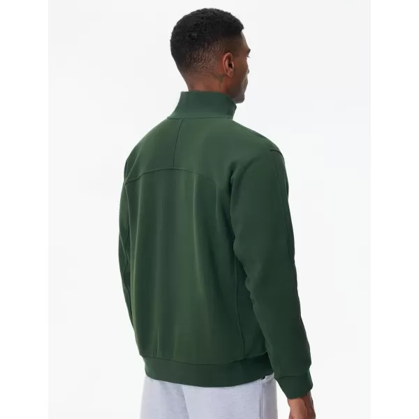 THE GYM PEOPLE Mens Half Zip Fleece Pullover Sweatshirts Midweight Mock Neck Workout Sweat TopsGreen