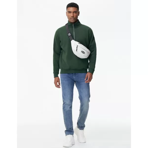 THE GYM PEOPLE Mens Half Zip Fleece Pullover Sweatshirts Midweight Mock Neck Workout Sweat TopsGreen
