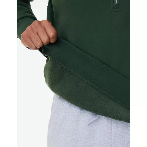 THE GYM PEOPLE Mens Half Zip Fleece Pullover Sweatshirts Midweight Mock Neck Workout Sweat TopsGreen