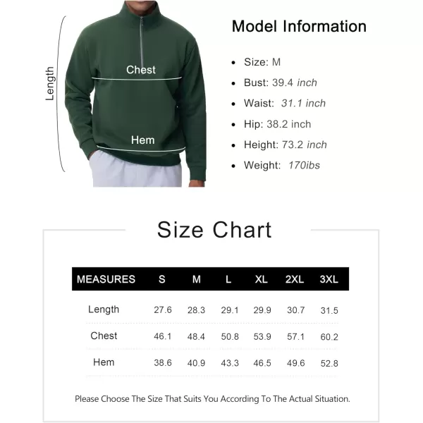 THE GYM PEOPLE Mens Half Zip Fleece Pullover Sweatshirts Midweight Mock Neck Workout Sweat TopsGreen
