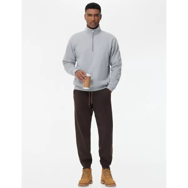 THE GYM PEOPLE Mens Half Zip Fleece Pullover Sweatshirts Midweight Mock Neck Workout Sweat TopsGrey