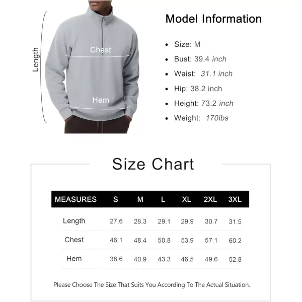 THE GYM PEOPLE Mens Half Zip Fleece Pullover Sweatshirts Midweight Mock Neck Workout Sweat TopsGrey