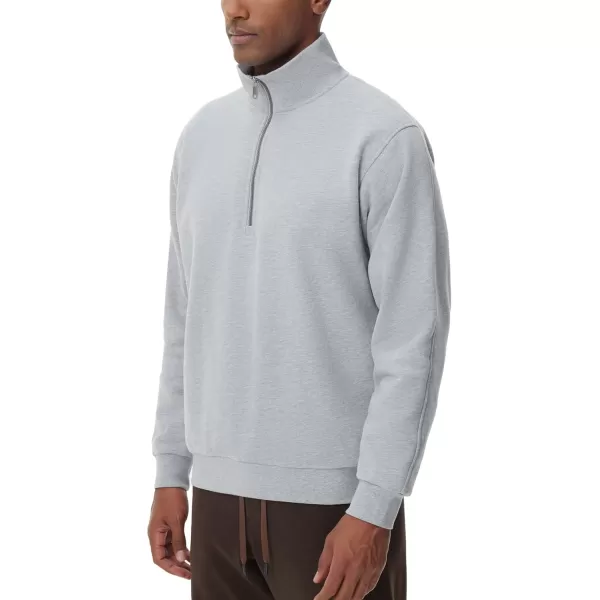 THE GYM PEOPLE Mens Half Zip Fleece Pullover Sweatshirts Midweight Mock Neck Workout Sweat TopsGrey