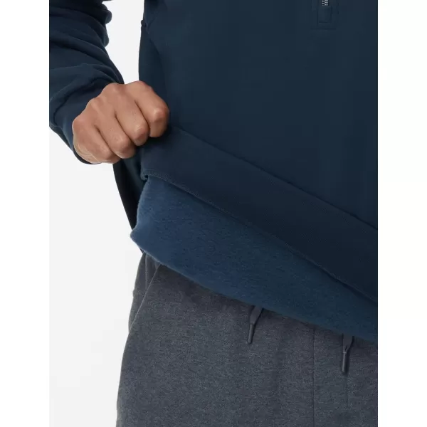 THE GYM PEOPLE Mens Half Zip Fleece Pullover Sweatshirts Midweight Mock Neck Workout Sweat TopsNavy Blue