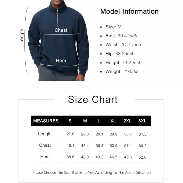 THE GYM PEOPLE Mens Half Zip Fleece Pullover Sweatshirts Midweight Mock Neck Workout Sweat TopsNavy Blue