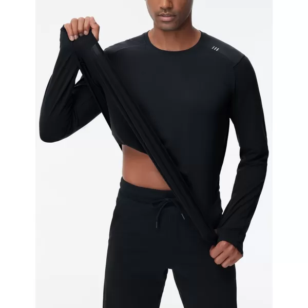 THE GYM PEOPLE Mens Long Sleeve Workout Shirts Moisture Wicking Athletic Running Tee Tops with Thumb HolesBlack