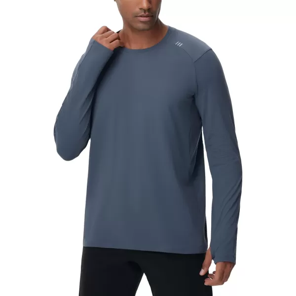 THE GYM PEOPLE Mens Long Sleeve Workout Shirts Moisture Wicking Athletic Running Tee Tops with Thumb HolesCharcoal Grey