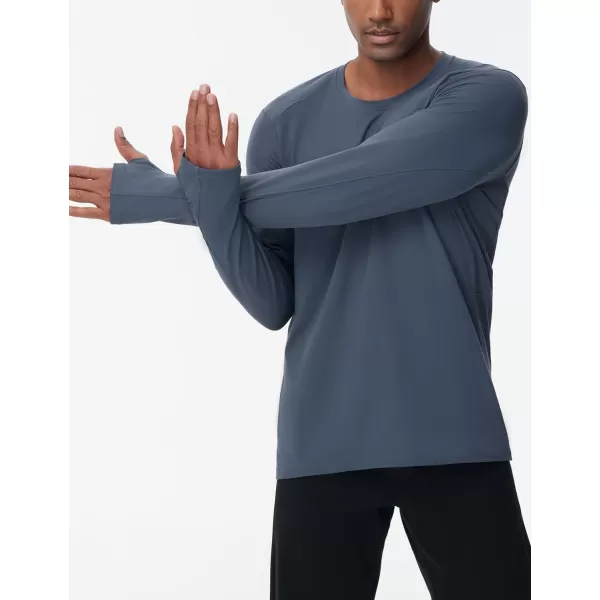 THE GYM PEOPLE Mens Long Sleeve Workout Shirts Moisture Wicking Athletic Running Tee Tops with Thumb HolesCharcoal Grey